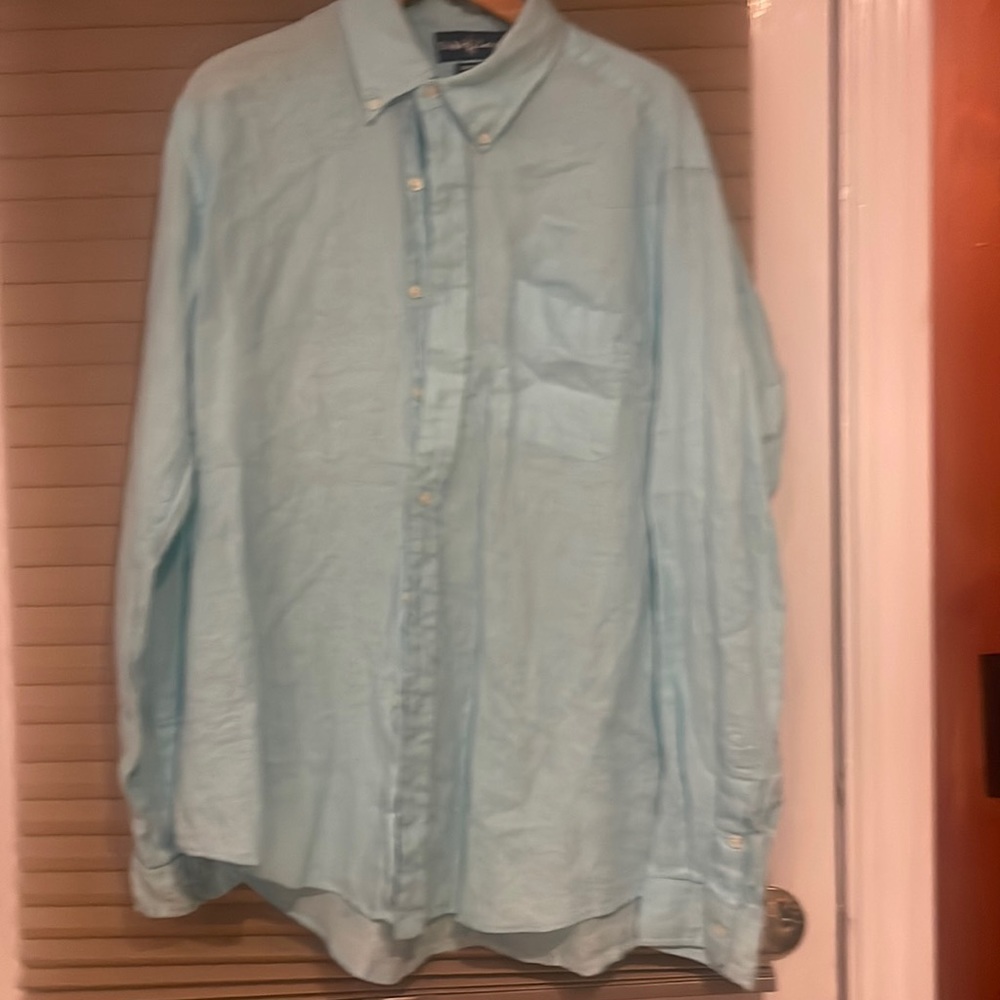 Baby blue button-down shirt